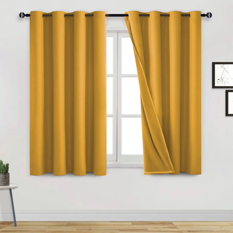 Frasco Blackout Curtain Pair, 167.64cm Width x 137.16cm Drop, Ochre