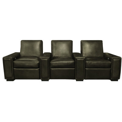 Montana Upholstered Power Reclining Home Theater Seat with Cup Holder