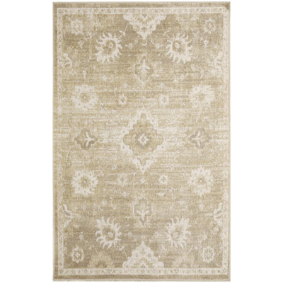 Bungalow Rose Bussie Machine Washable Ivory Gold Vintage Indoor Rug