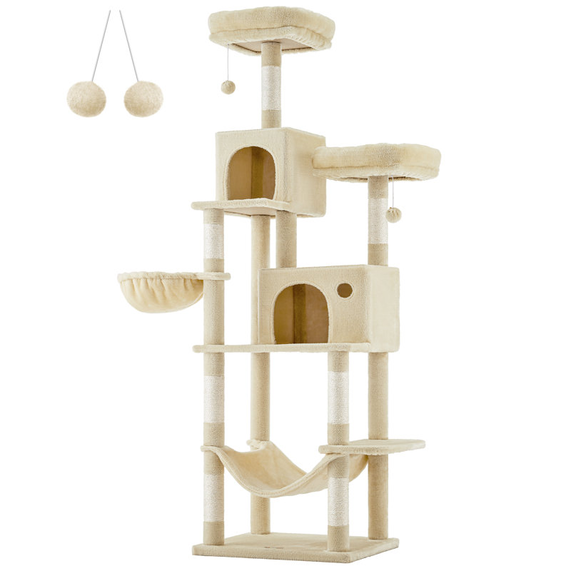 Timmins 78.3" Multi-Level Cat Tree with Cat Scratching Posts, Warm Cat Condo For Indoors, Beige