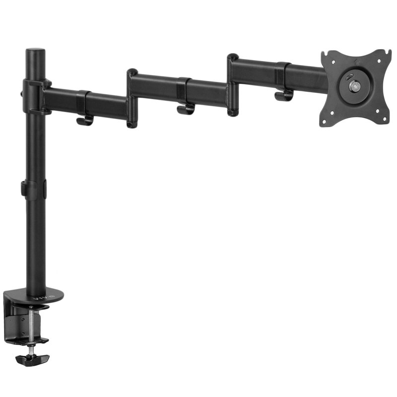 Black Adjustable Single Monitor Desk Mount with Extendable Arm