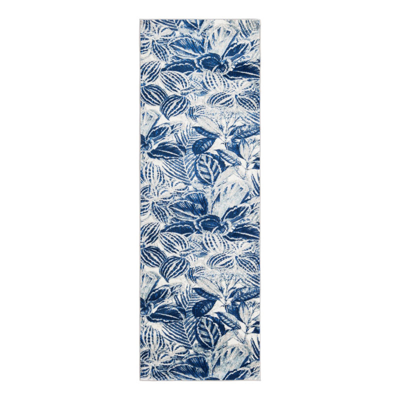 Tapis bleu marine à tissage unique, Tapis de couloir 2 pi x 6 pi