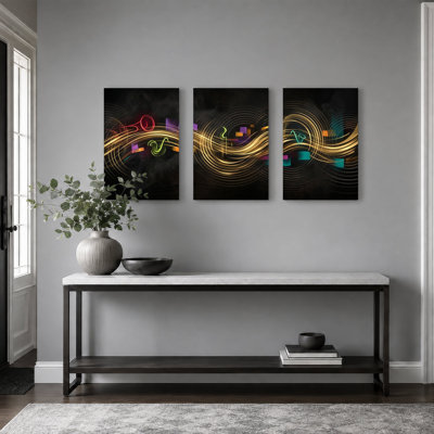 Art mural sur toile coloré avec saxophone et trompette
