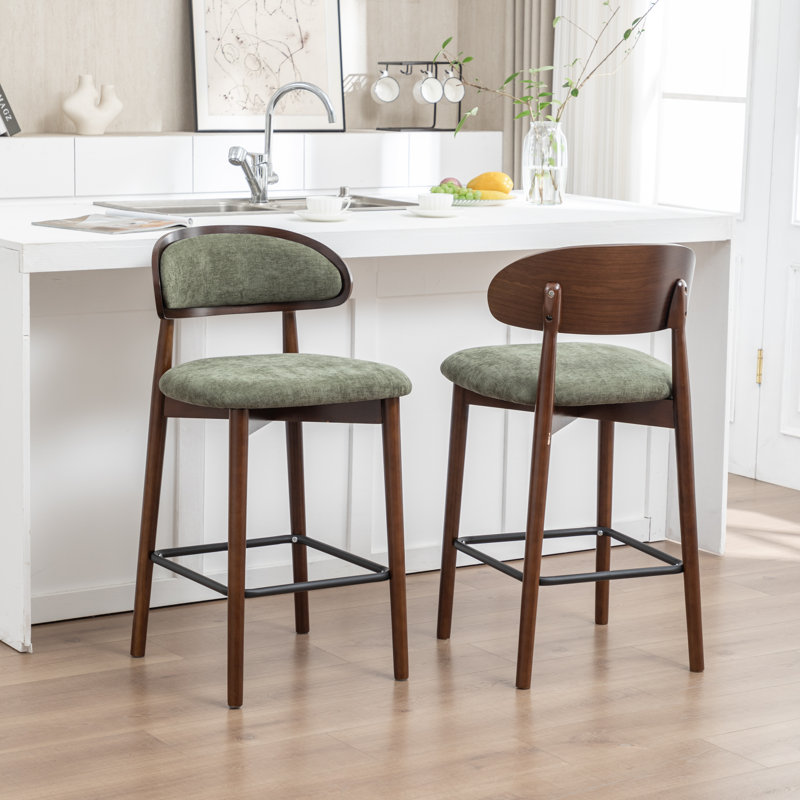 Tabouret de comptoir en bois massif, Vert
