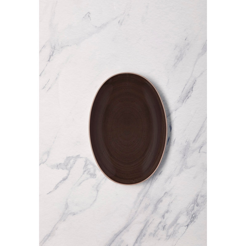 Assiette ovale Vital Coupe en porcelaine de qualité supérieure TWISTER-MOKKA, Moka
