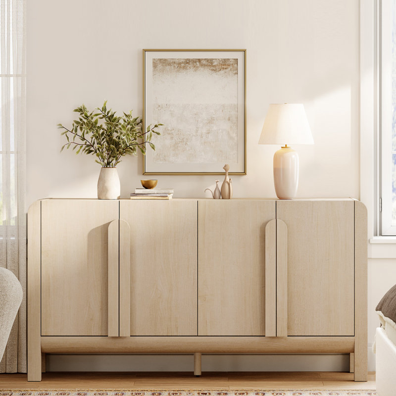 Adora Teen Dresser For Bedroom With Curved Profile Design,63" Wide Modern Chest With Adjustable Shelves,Wood Closet Clothes Storage Organizer For Kids Room, Living Room