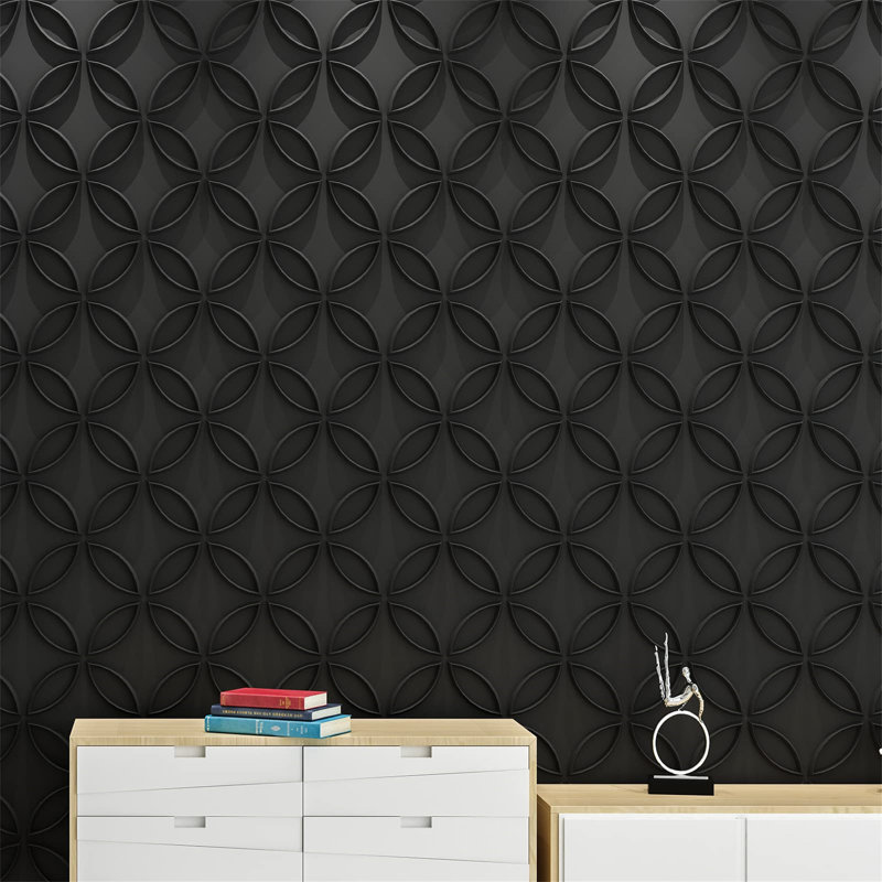 50 cm W 3D Wall Panel Wall Paneling in Matte White & Black  (12-pack), Matte Black