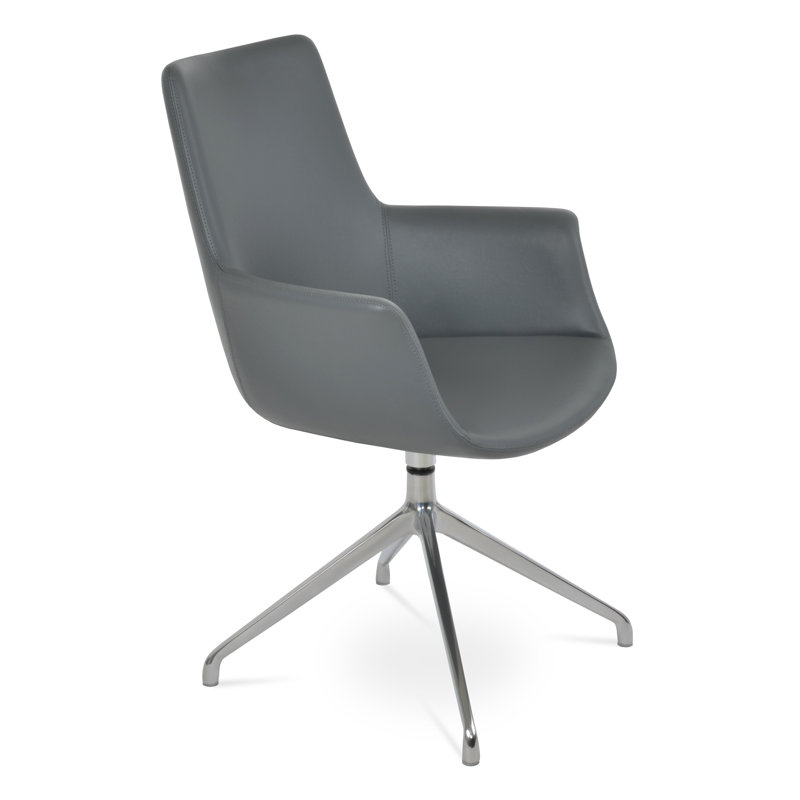 Fauteuil pivotant Bottega, Gris clair, Chrome