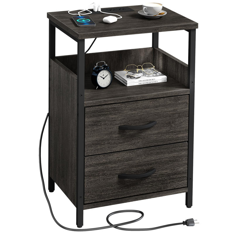 Table de bout avec station de charge, Gris