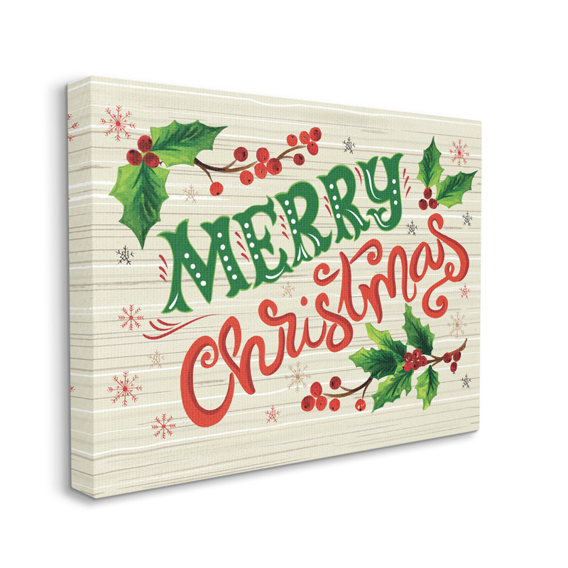 Joyeux Noël, Holly Berry Botanicals, Toile tendue, H 36 po x l 48 po x P 1,5 po