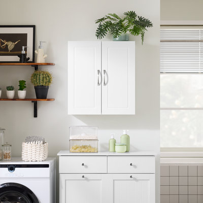 Wall Cabinet Over the Toilet, Medicine Cabinet with Adjustable Shelves, Small Bathroom Storage Organizer, Narrow Kitchen Laundry Room Cabinets Wall Mounted, for Kitchen Garage