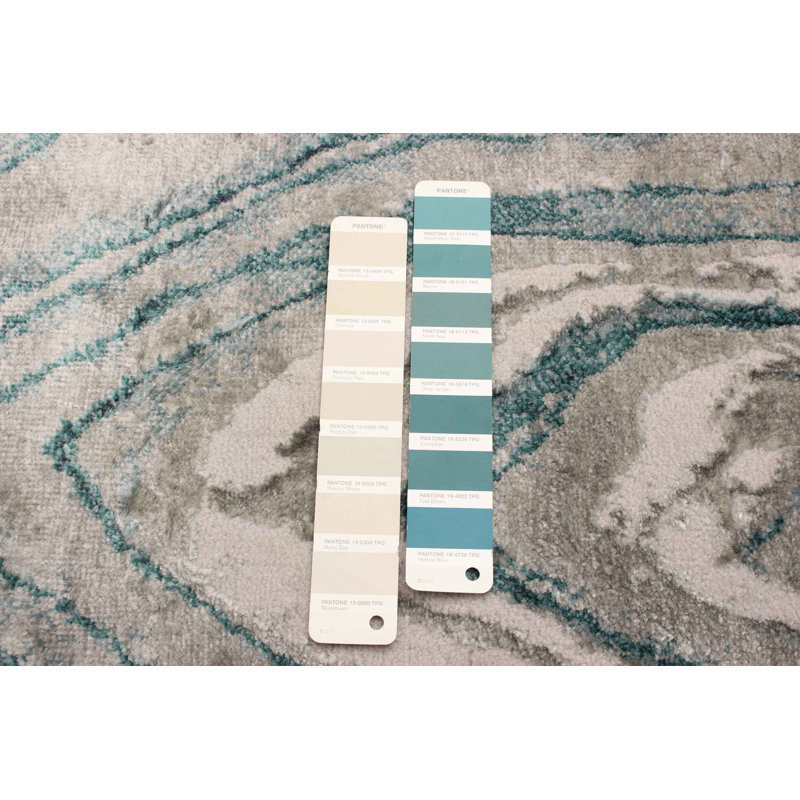 Tapis bleu sarcelle Menne, Rectangle de 5 pi x 8 pi