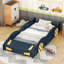 Lit plateforme pleine grandeur en forme de voiture de course avec roues et rangement-791011018