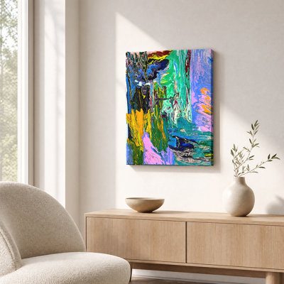 Vertical Color Cascade Abstract Canvas Wall Art