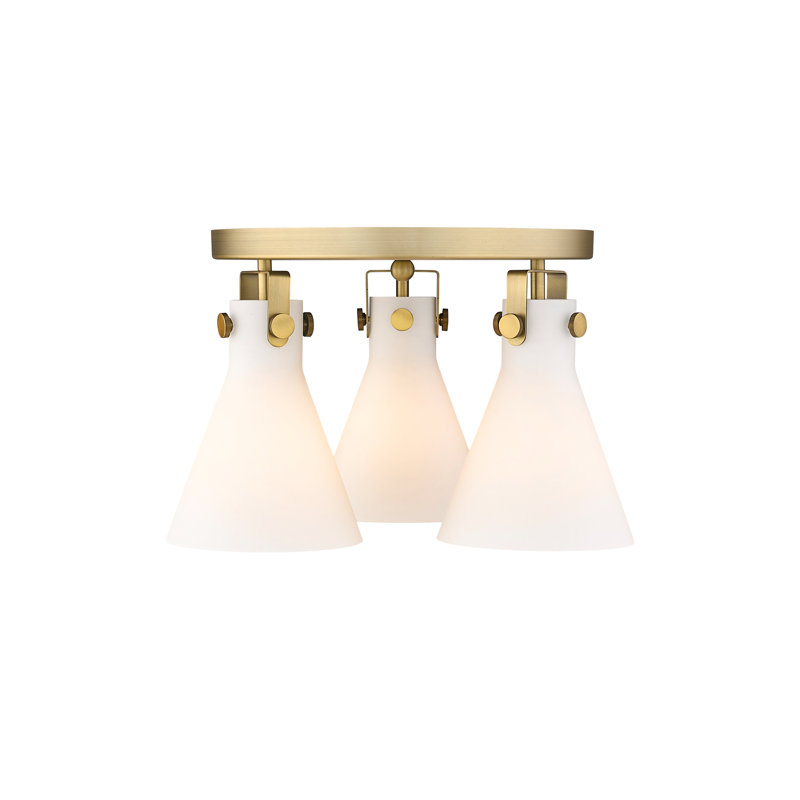 Plafonnier encastré 3 lumières Skokie, Laiton brossé, Blanc mat