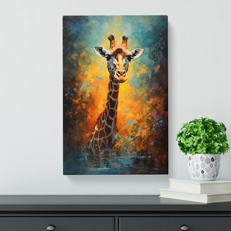 Giraffe Impressionism - Wrapped Canvas Print