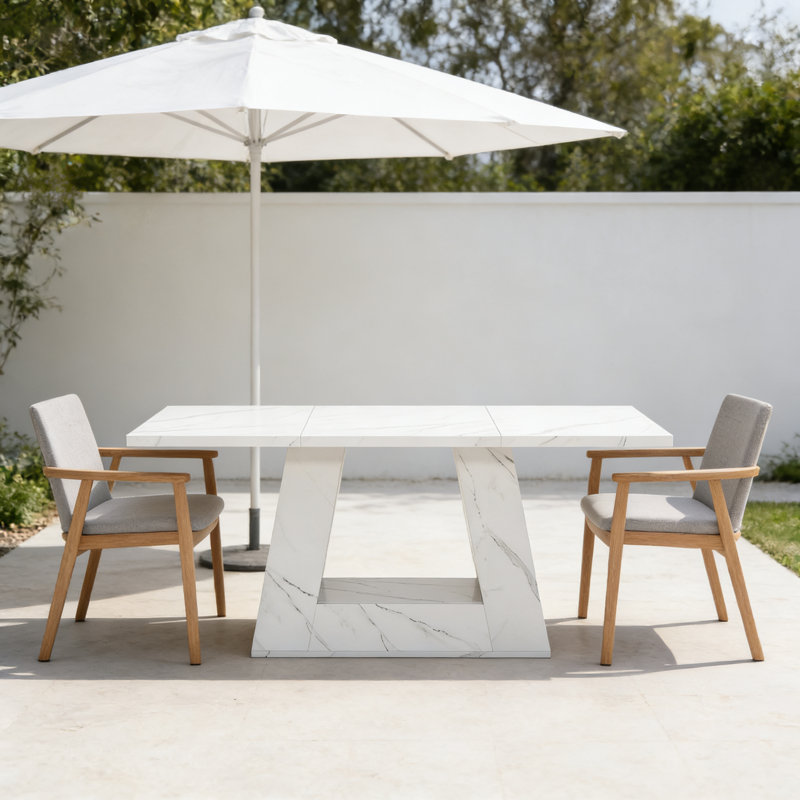 Table rectangulaire en faux marbre blanc de style moderne Light Light