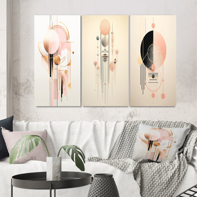 Circular Boho Chic Geometrics in Retro Pink - 3 pièces