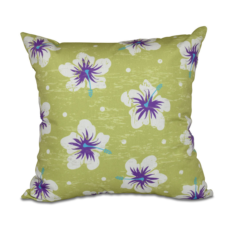 Floral Outdoor Reversible Throw Pillow, Green