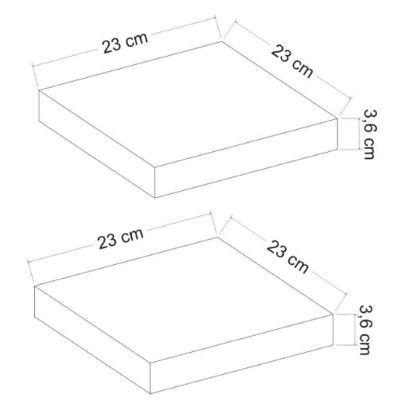 2 Piece Medium Density Fiberboard (MDF) Floating Shelf