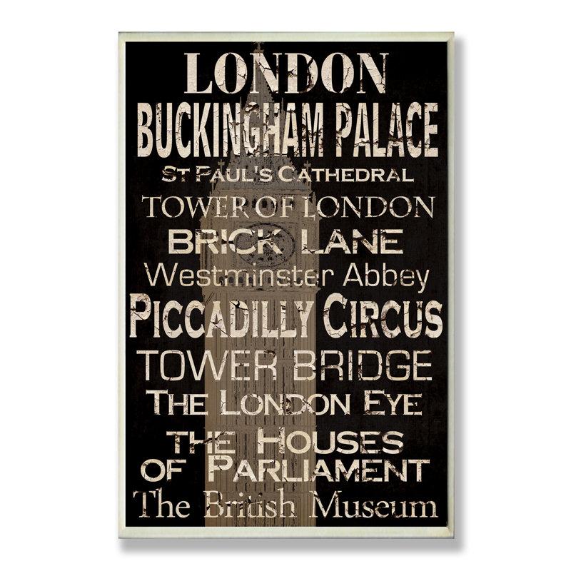 Ehme London - reproduction d'art textuel, Plaque murale, H 15 po x l 10 po x P 0,5 po
