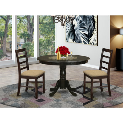 3-Piece Cappuccino Solid Wood Top - Dining Room Set - Seats 4