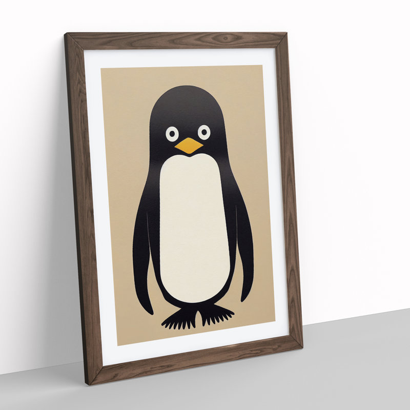 Unique Penguin Art No.3 Abstract - Single Picture Frame Print, 64cm H x 46cm W x 2cm D, Walnut Framed