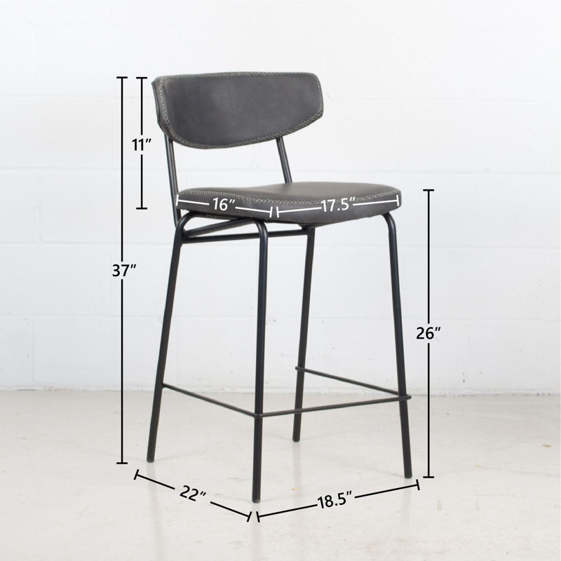 Tabouret de bar et de comptoir Macey (29 po / 26 po), Gris, Tabouret de comptoir (siège d'une hauteur de 26 p