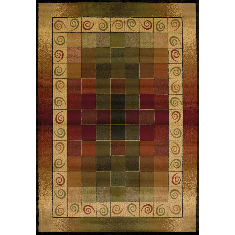 Brun/vert/beige à motif géométrique Gensis Tapis décoratif, Rectangle 1 pi 10 po x 3 pi