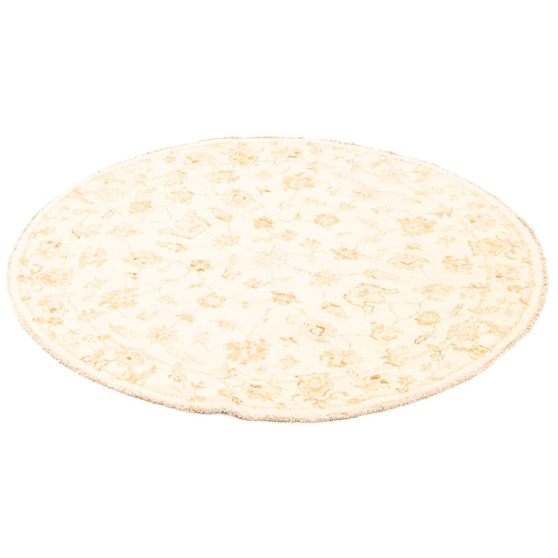 One-of-a-Kind 4'1" New Age Round Wool Area Rug in Cream