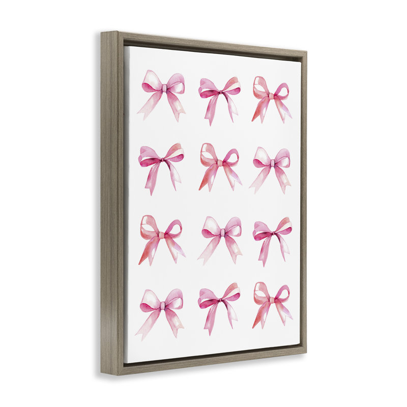 «Pink Bows Rows» par Daphne Polselli, Cadre flottant orme Montalcino, H 21 po x l 17 po
