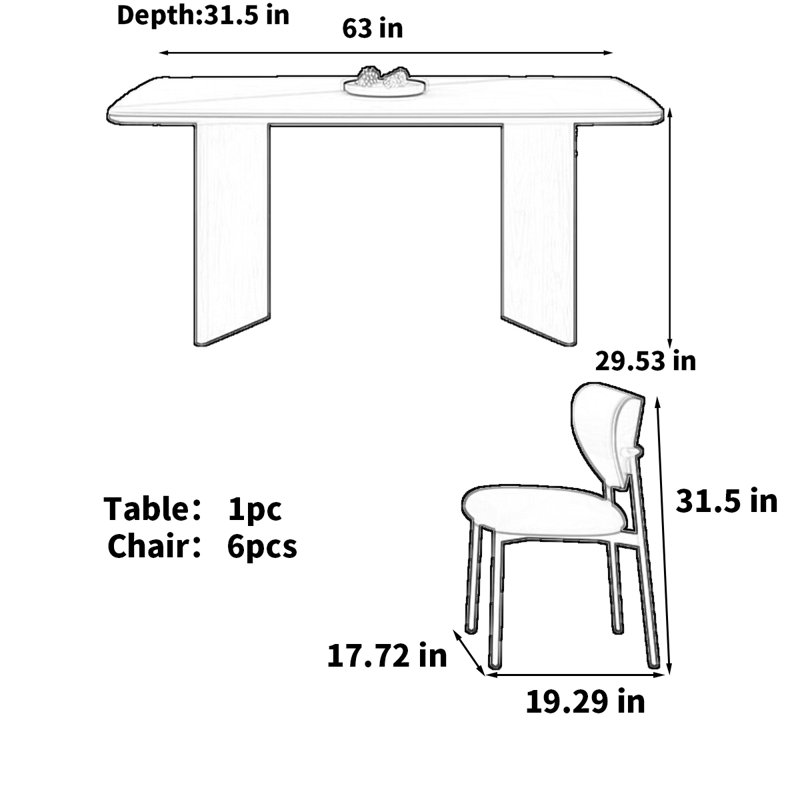 Creamy style rectangular solid wood rock table, 29.53"H x 63"L x 31.5"W
