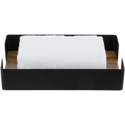 Metal and Solid Wood Flat Napkin Holder