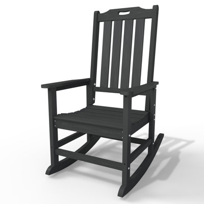 Pakkdiarie Oversized Rocking Chair,Outdoor Weather Resistant Adirondack Rocker Chair with Comfort High Backrest for Patios, Porches, Garden