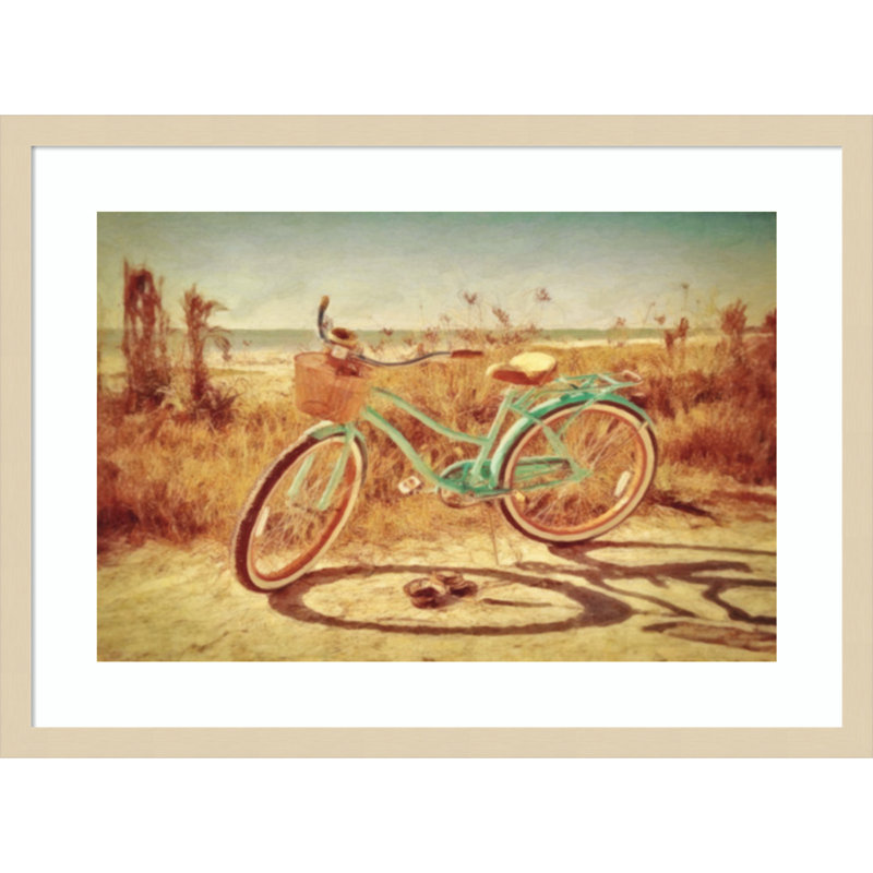 «Sanibel Bike» par Graffi * Tee, impression d'art mural en bois encadré, H 19 po x l 25 po