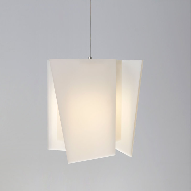 Luminaire suspendu géométrique unique à 1 lumière Levis, Polymère givré, 2700 K (chaud), Profil bas