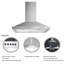 Tieasy 30" Stainless Steel 450 CFM Convertible Wall Range Hood with Mesh Filter