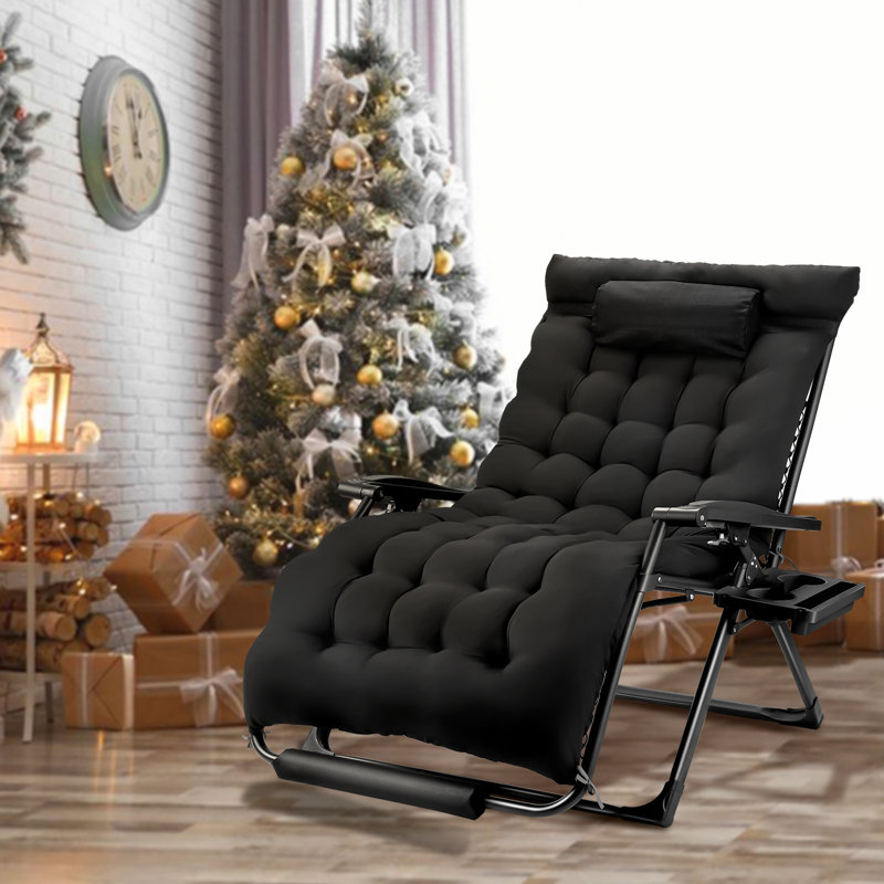Chaise pliante avec coussins Shirlye, Noir