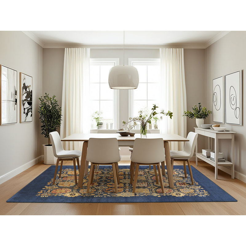 Tapis bleu / beige Patchwork, Rectangle 7 pi x 10 pi