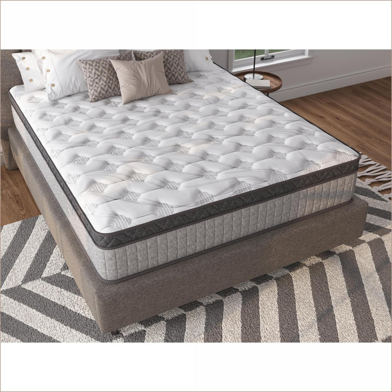 Mattresses - 12" Cooling Gel Memory Foam Hybrid Mattress, Queen Size, Pressure Relief, Motion Isolation, Assembled in USA | Foam+Spring | Gray