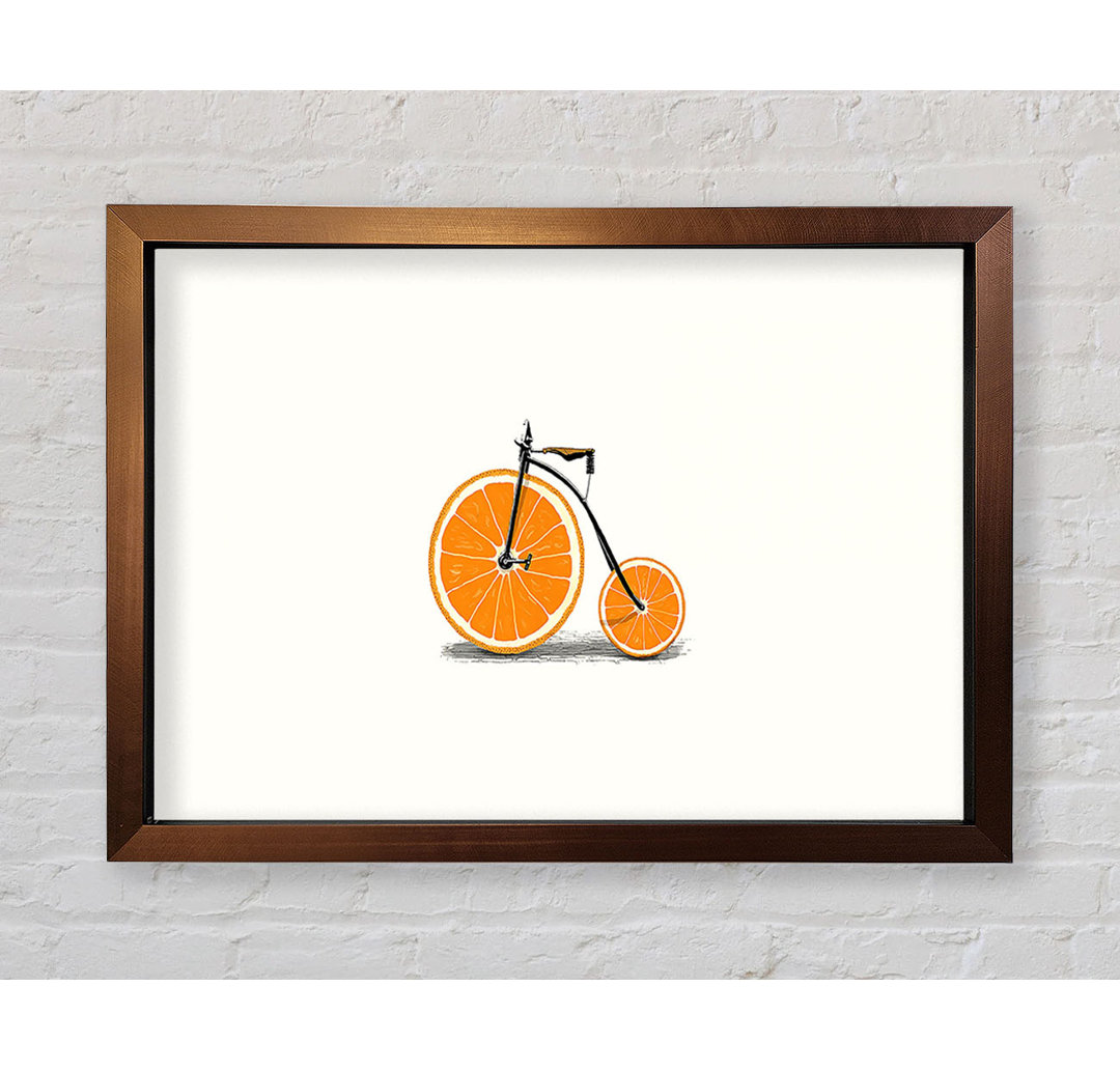 Orangefarbenes Fahrrad Gerahmter Druck