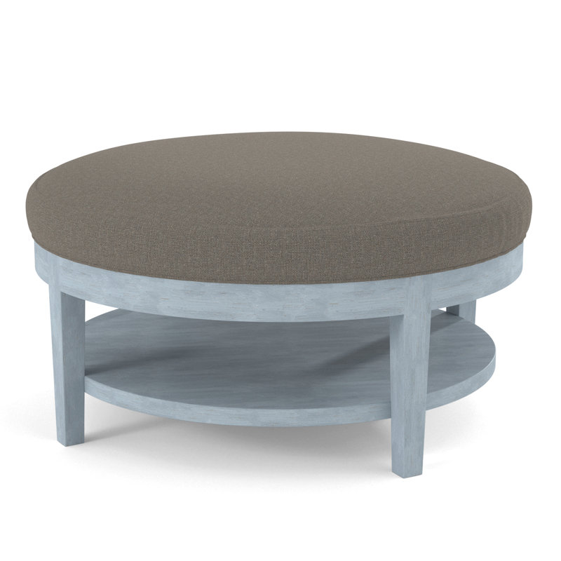 Repose-pieds Midtown, Tissu motif écossais lapis 0126-63, Finition verre de mer