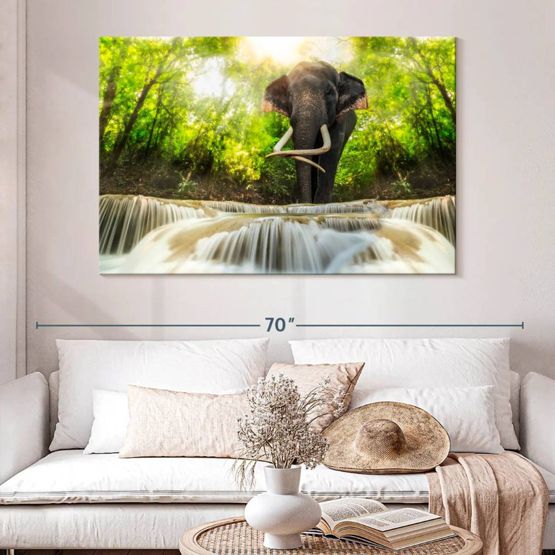 Brampt Waterfall Elephant, 34" H x 51" W