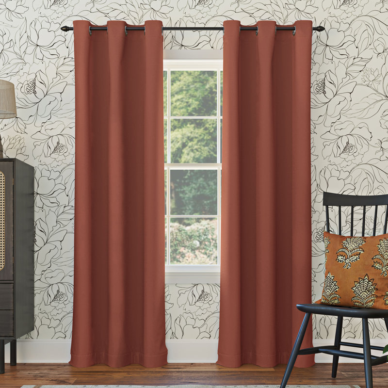 Burrier Wayfair Basics Blackout Grommet Curtain Panel, 54" W x 108" L, Terracotta Red