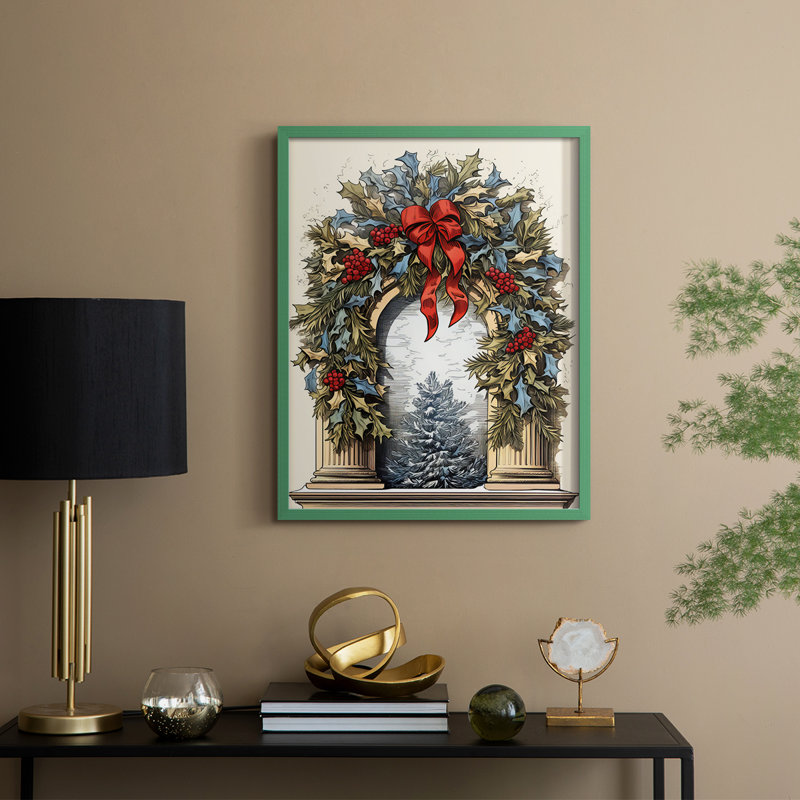 «Christmas Holiday Art CDL III», reproduction encadrée - bois massif