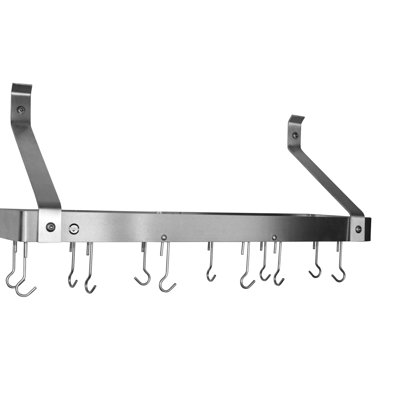 Handcrafted 36" Gourmet Bookshelf Wall Rack with Straight Arms & 12 Hooks