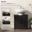 Meuble-lavabo de salle de bain, meuble-lavabo piédestal avec tablette réglable, noir