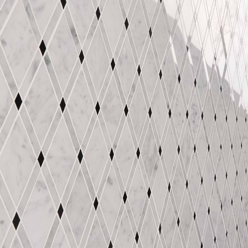 Imperial 11x12 Diamond Polished Lagos Marble Mosaic Tile, Pavo Gray