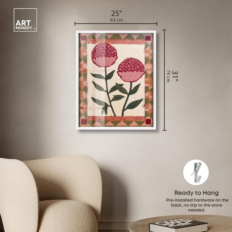 Décoration murale Rustic Bloom III Shadowbox par Art Remedy, cadre blanc, 24 x 30, H 31 po x l 25 po, Cadre blanc