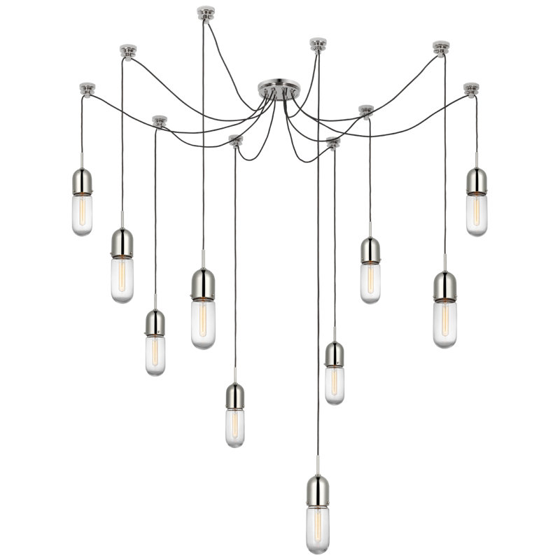 Junio 10 - Light Chandelier, Polished Nickel, Clear